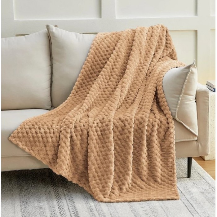 Κουβέρτα Fleece Υπέρδιπλη 220x240cm Καφέ ForHome