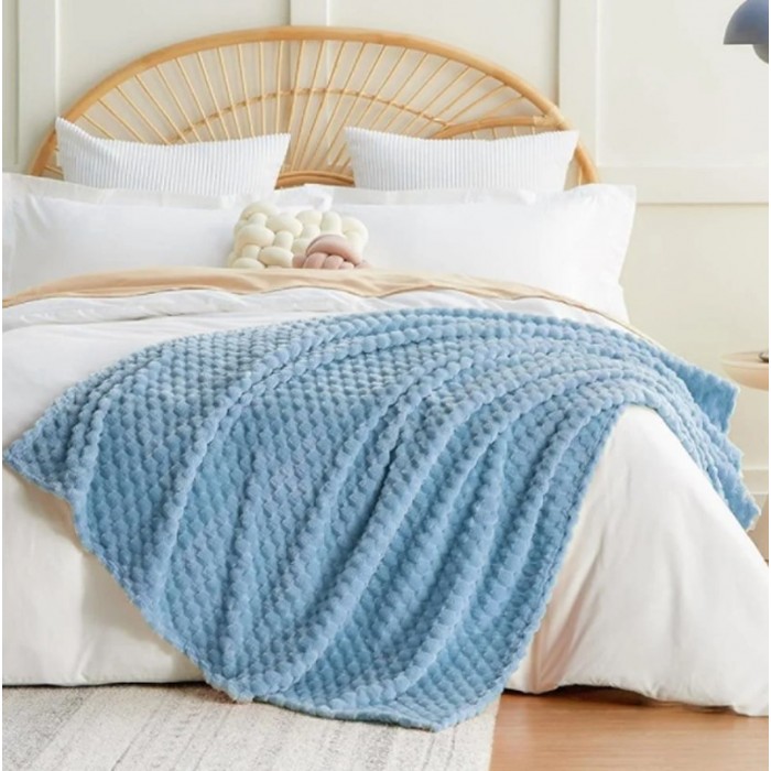 Κουβέρτα Fleece Υπέρδιπλη 220x240cm Μπλε ForHome