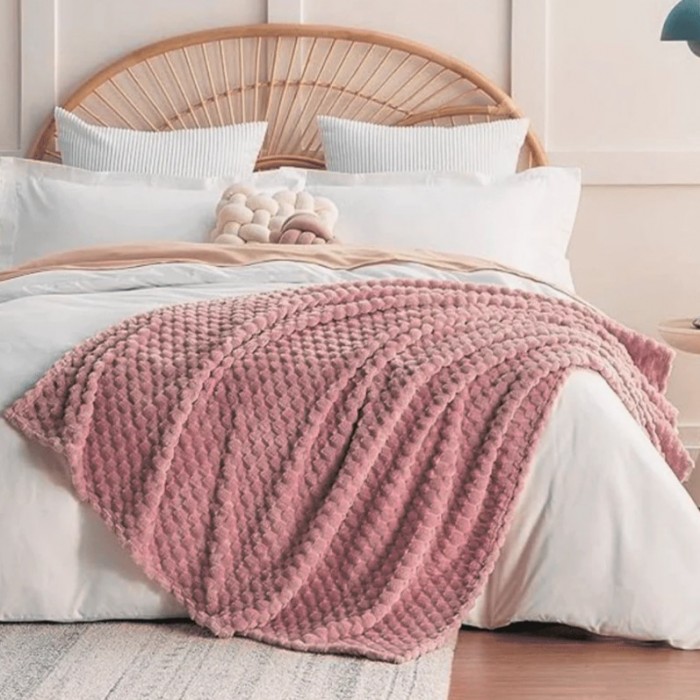 Κουβέρτα Fleece Υπέρδιπλη 220x240cm Ροζ ForHome