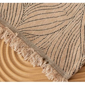 Ριχτάρι Chenille Με Κρόσια 180x180cm Μπεζ ForHome 14410765