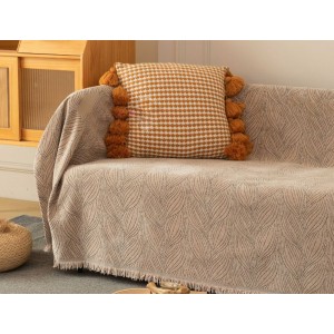 Ριχτάρι Chenille Με Κρόσια 180x180cm Μπεζ ForHome 14410765