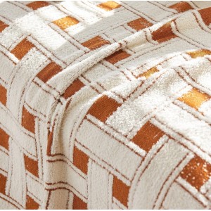 Ριχτάρι Chenille Με Κρόσια 180x180cm Πορτοκαλί ForHome 4410921