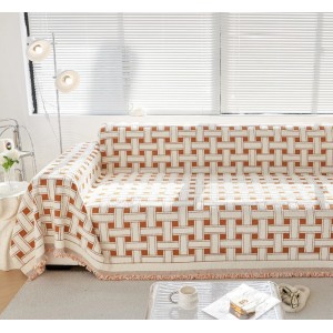 Ριχτάρι Chenille Με Κρόσια 180x180cm Πορτοκαλί ForHome 4410921