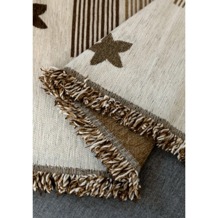 Ριχτάρι Chenille με κρόσια Αστέρια Μπεζ 180x280cm ForHome