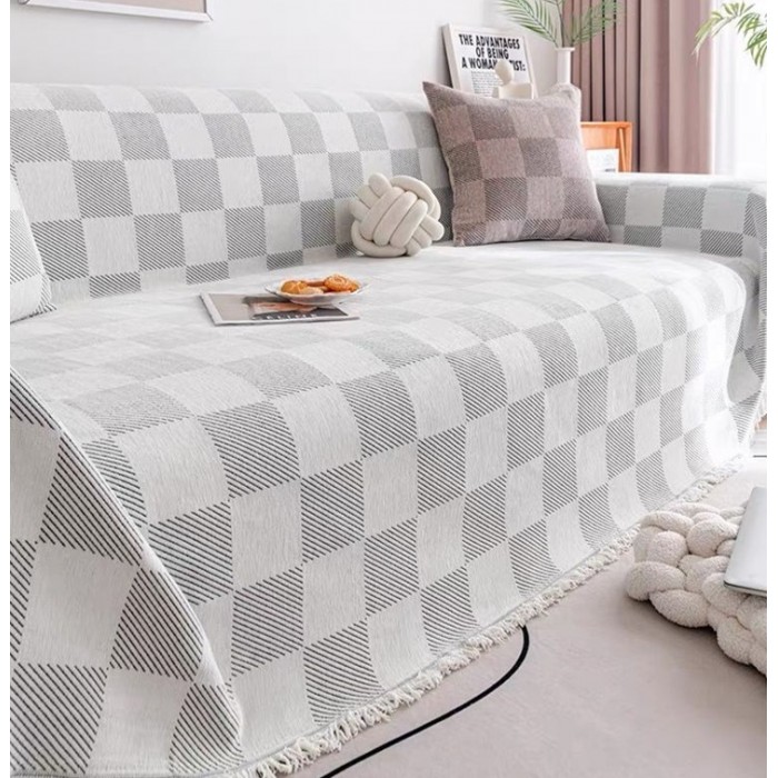 Ριχτάρι Chenille Ζακάρ Εκρού Κύβοι 180x280cm ForHome