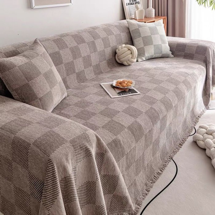 Ριχτάρι Chenille Ζακάρ Μπεζ Κύβοι 180x240cm