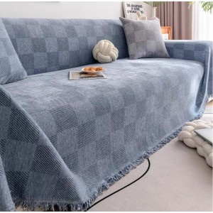 Ριχτάρι Chenille Ζακάρ Μπλε Κύβοι 180x280cm ForHome 8582893