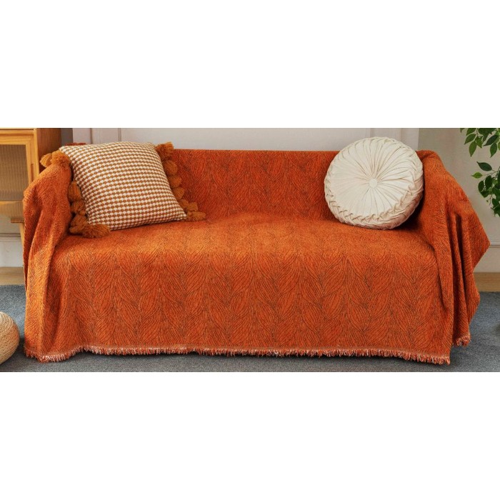Ριχτάρι Chenille Με Κρόσια 180x240cm Πορτοκαλί ForHome 1003225
