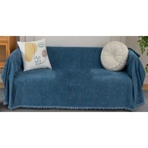 Ριχτάρι Chenille Με Κρόσια 180x180cm Μπλε ForHome 14410757
