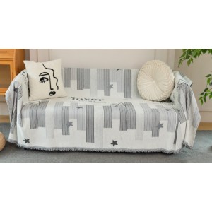 Ριχτάρι Chenille με κρόσια Αστέρια Γκρι 180x280cm ForHome 8599181