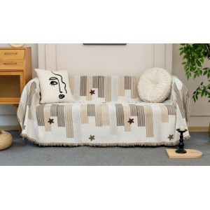 Ριχτάρι Chenille με κρόσια Αστέρια Μπεζ 180x280cm ForHome 8599175