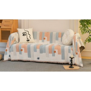 Ριχτάρι Chenille με κρόσια Αστέρια Πορτοκαλί 180x280cm ForHome 8599178