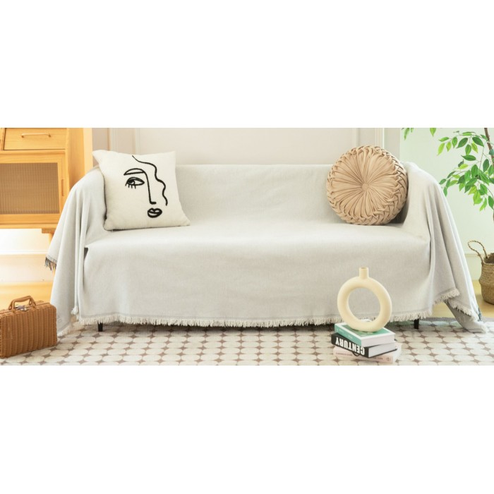 Ριχτάρι Chenille Με Κρόσια 180x240cm Εκρού 