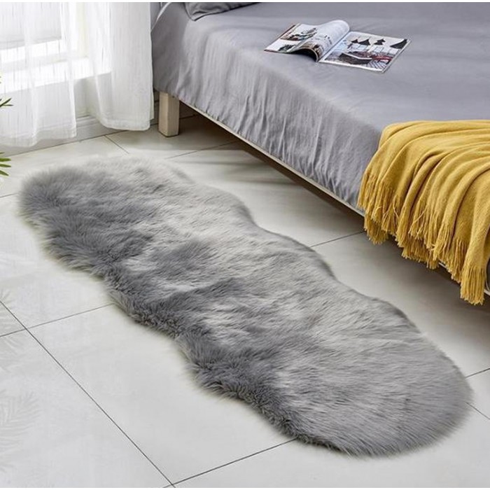 Πατάκι Γούνας 60x150cm Γκρι-Λευκό ForHome