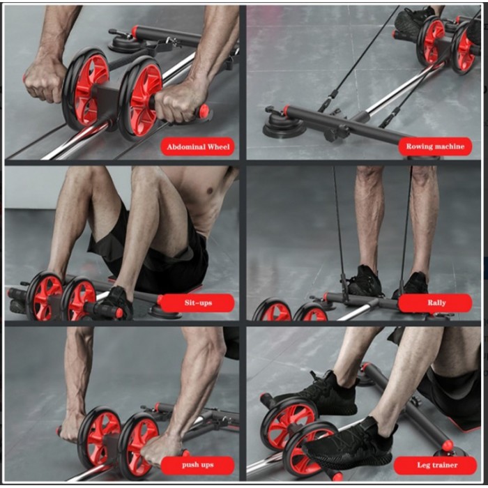 Ρόδα Κοιλιακών Μαύρη με Λάστιχα Multifunctional 6-in-1 General Trade 