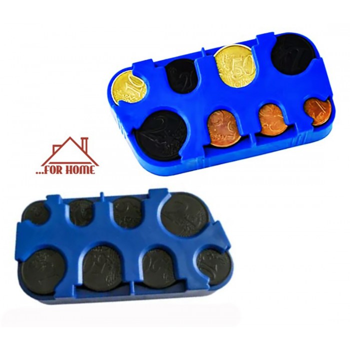 Πλαστική Κερματοθήκη Φορητή με 8 Θέσεις 10x5x2cm Μπλε ForHome 