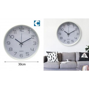 Ρολόι Τοίχου Στρογγυλό Πλαστικό Άσπρο 30cm Galifas 8585597