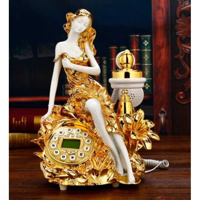 Ενσύρματο Τηλέφωνο Ρετρό Gold Antique Woman Galifas 8583586