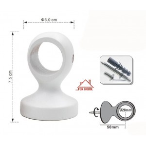 Ξυλινο Στηριγμα Κουρτινοξυλου Φ2.8cm Λευκο 5x7.5cm 1 τεμάχιο ForHome 58200535