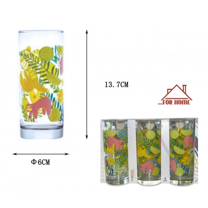 Ποτήρι Γυάλινο 270ml Πολύχρωμο 6x13.7cm σετ 6 τεμαχίων