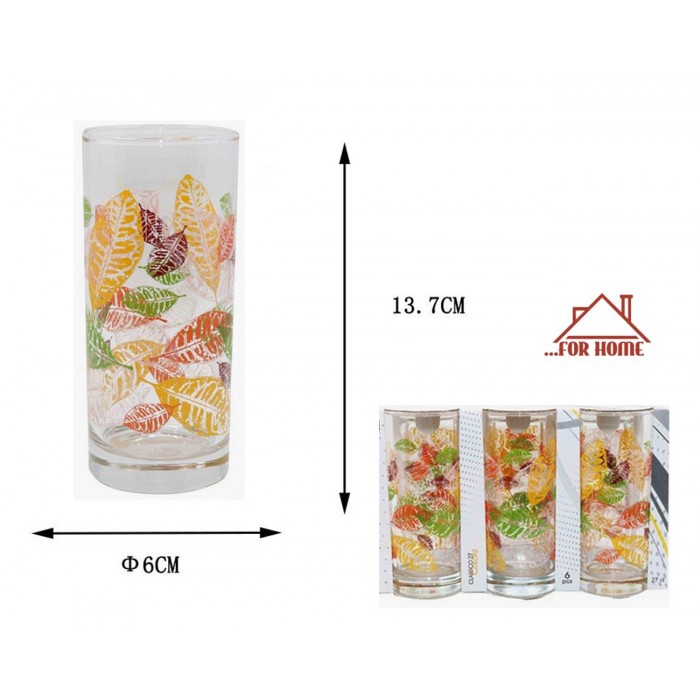 Ποτήρι Γυάλινο 270ml Πολύχρωμο 6x13.7cm σετ 6 τεμαχίων