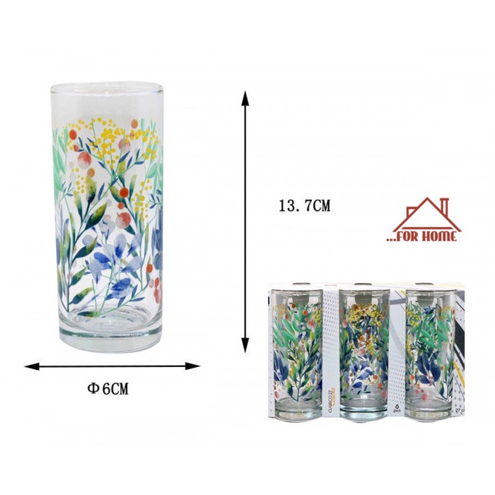 Ποτήρι Γυάλινο 270ml Πολύχρωμο 6x13.7cm σετ 6 τεμαχίων