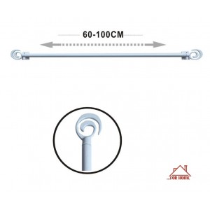 Πτυσσόμενο Μεταλλικό Κουρτινόξυλο 60cm - 100cm Λευκό ForHome 70582958