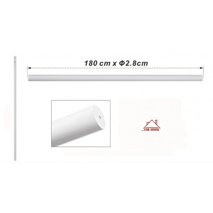 Κουρτινόξυλο Βέργα Ξύλινο Μονό Φ2.8cm 180cm Λευκό ForHome