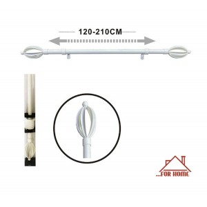 Πτυσσόμενο Μεταλλικό Κουρτινόξυλο 120cm - 210cm Λευκό ForHome 70582925