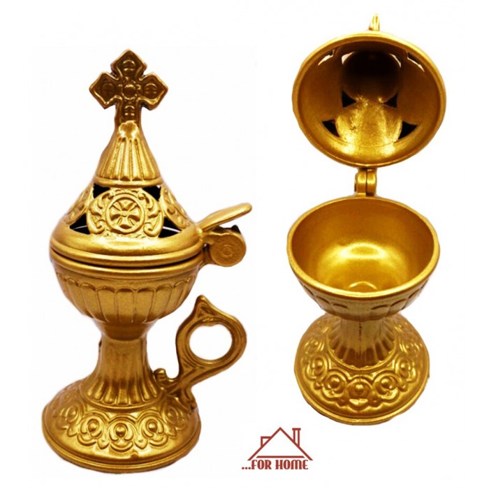 Θυμιατό Μεταλλικό Incense Burner Gold 7x15cm ForHome
