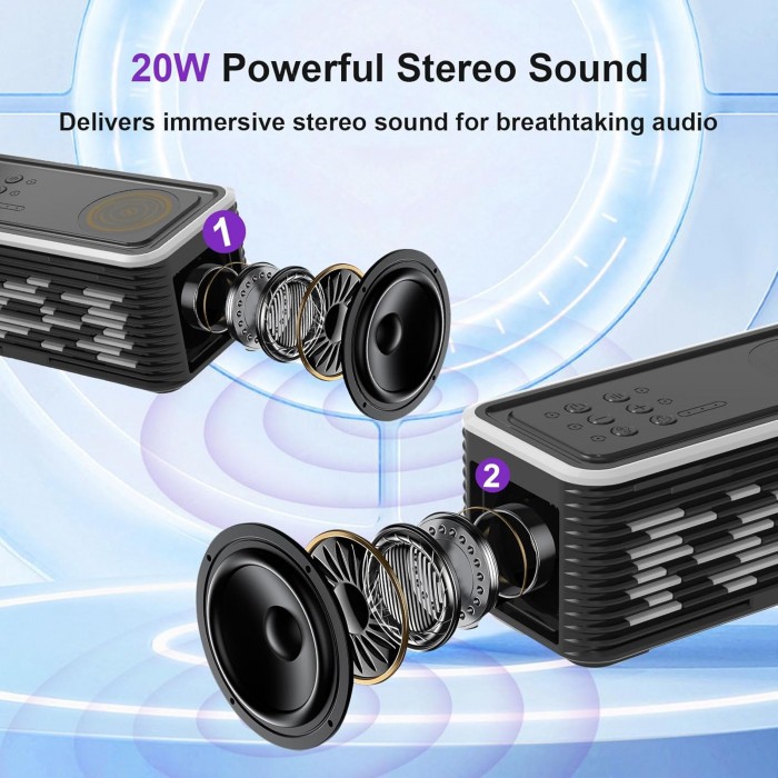 Ασύρματος φορτιστής με ηχείο Bluetooth & νυχτερινό φως RGB 15W General Trade