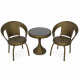 Σετ κήπου bistro rattan look με 2 καρέκλες και γυάλινο τραπέζι καφέ μπεζ