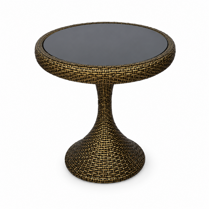 Σετ κήπου bistro rattan look με 2 καρέκλες και γυάλινο τραπέζι καφέ μπεζ