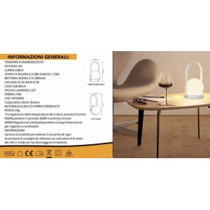  Επιτραπέζιο Φωτιστικό Επαναφορτιζόμενο LED Λευκό 15x24.5cm Galifas 07993072