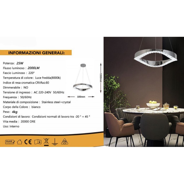 Φωτιστικό Οροφής LED Μεταλλικό Ασημί 50x100cm μοντέρνο φωτιστικό σαλονιού