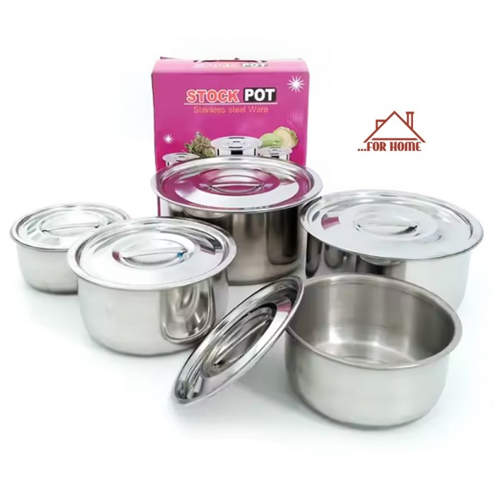 Δοχείο Τροφίμων Μεταλλικό Inox σετ 5 τεμαχίων ForHome
