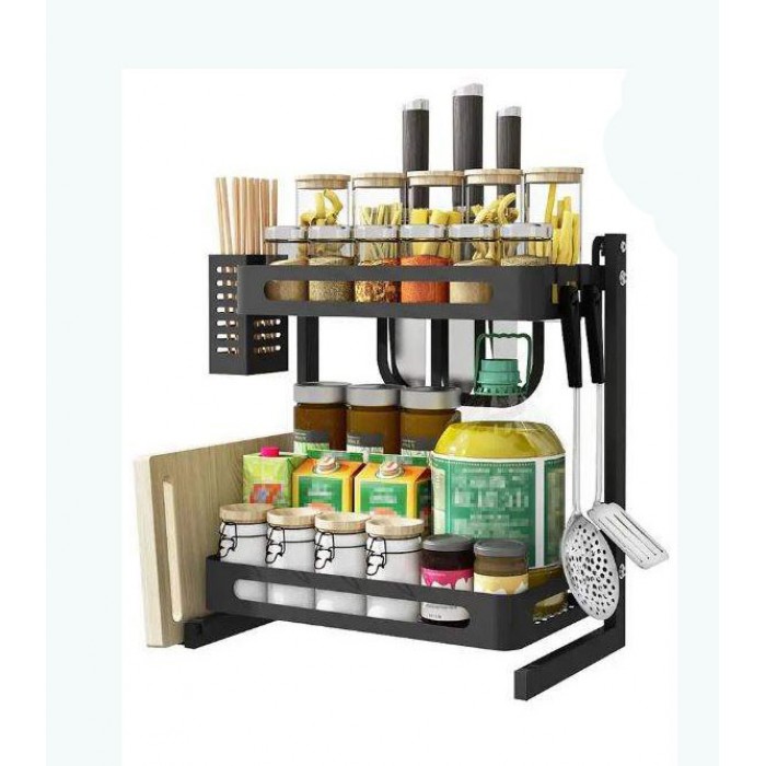 Θήκη Μπαχαρικών Μεταλλική 2 επιπέδων Μαύρη 6004001
