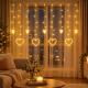 Χριστουγεννιάτικα LED Κουρτίνα Καρδιές 3.6m 120 LED Θερμό Φως