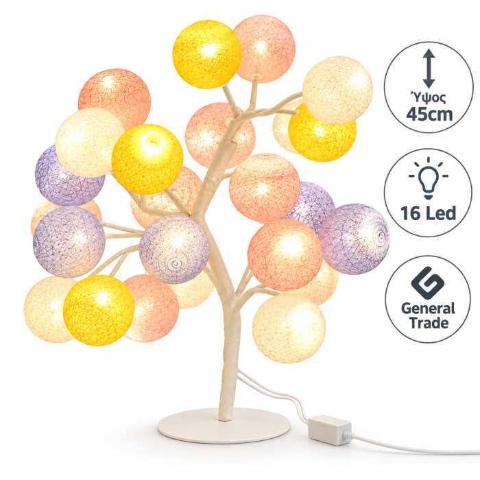 Διακοσμητικό Φωτιζόμενο 16 Led Δεντράκι 45cm General Trade 47245