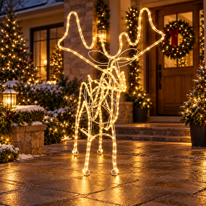 Φωτοσωλήνας Τάρανδος Led Λευκό Θερμό 100x54x113cm General Trade 721602