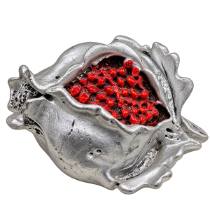 Διακοσμητικό Ρόδι Ασημί-Κόκκινο 11x8x5.5cm Galifas 012309