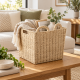 Καλάθι Πλεκτό Πτυσσόμενο Style 30x30x32cm σε φυσικό μπεζ χρώμα με στρογγυλεμένες λαβές