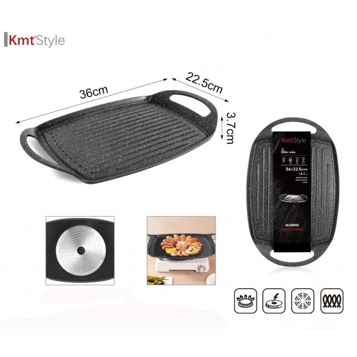 Kmtstyle Stone Grill Plate Αντικολλητική Πλάκα Ψησίματος 36x22.5cm – 512183