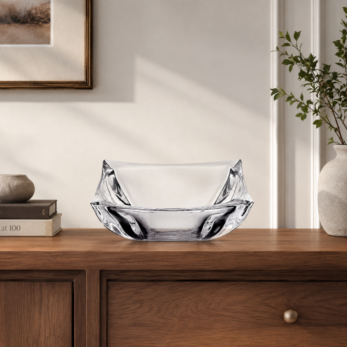 Μπωλ Γυάλινο Τετράγωνο Crystal Curve Bowl 27x27x10cm