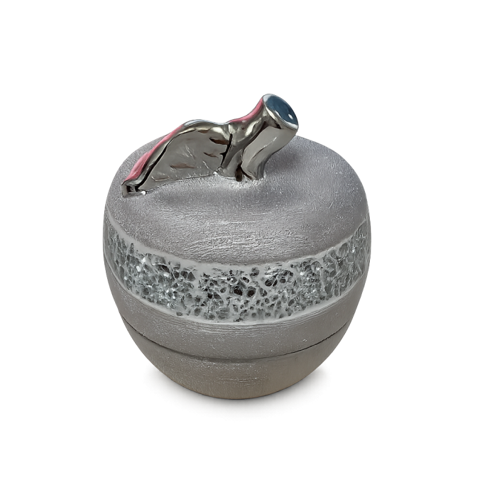 Φοντανιέρα Κεραμική Hesperides Silver Apple με Καπάκι 14x15cm