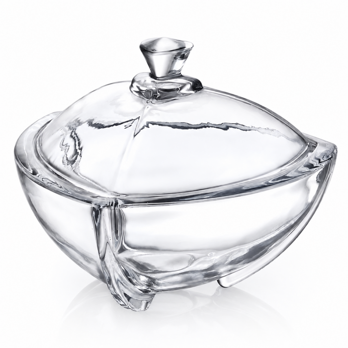 Φοντανιέρα Γυάλινη με Καπάκι 18x18x15cm – Elegant Crystal Candy Dish