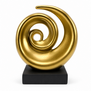 Καρβούνης K7772-GOLD Διακοσμητικό Χώρου Αφηρημένοs Κύκλος από Κεραμικό Υλικό Χρυσό 21x8.5x21cm