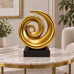 Καρβούνης K7772-GOLD Διακοσμητικό Χώρου Αφηρημένοs Κύκλος από Κεραμικό Υλικό Χρυσό 21x8.5x21cm