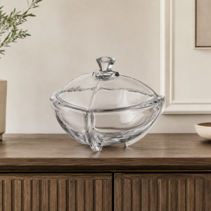 Φοντανιέρα Γυάλινη Elegant Crystal Candy Dish with Lid 18x18x15cm Galifas 88025