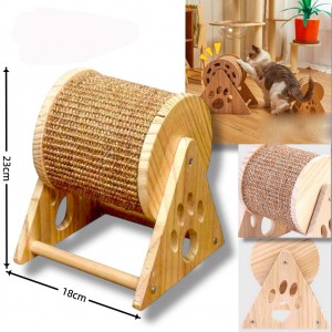 Περιστρεφόμενη Mπάλα Ονυχοδρόμιο Μπεζ PawRoll Wooden Cat Scratcher 18x18x23cm General Trade 551022